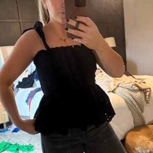 T.J.Maxx Elegant Black Ruffle Tank Top
